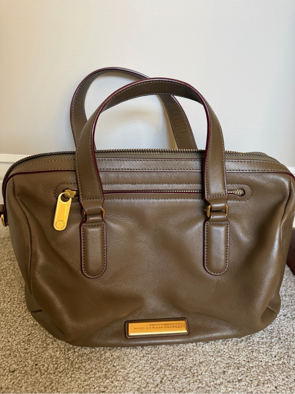 Marc By Marc Jacobs Brown Leather Satchel with Gold Hardware